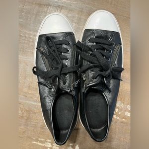 Coach black leather tennis shoes